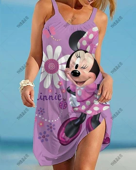 2023 Disney Minnie Cartoon Prindi Bohemian Naiste Mood Varrukateta Kleit Suvel Hem Lahti Rannas Kleit Elegantne Kleit