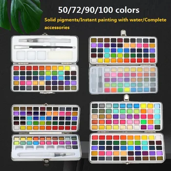 50 72 100 Värve Tahke Pigment Vesi Värvi Paint Set Tahke Akvarell Komplekt koos Pintsliga Pliiats Maali kunstikaubad