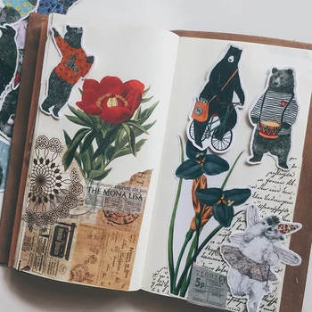 Korea käsitsi maalitud kleebised pack Armas loom kannab Kleebis scrapbooking tarnib materjalid pegatinas esteetiline kirjatarvete
