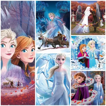 Külmutatud Elsa Anna Kristoff Metsa Cartoon Art Vaher Disney Mõistatusi 300 500 1000Pcs Paber Pusle Tüdrukute Lapsed Teen Sõber Kingitused