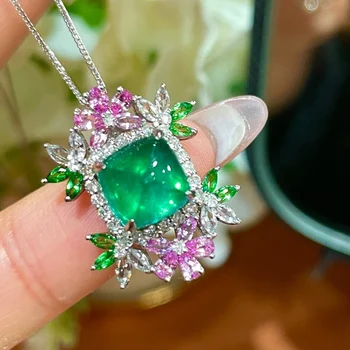 LR Fine Ehted 18K Kullast Roheline Smaragd Ripats Emearld 2.99 ct Kuld Teemant Gemstone Ripats Kaelakeed Naistele