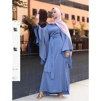 Moslemi Abaya Set Naiste Palve Rüü Islami Kleidid Khimar Jilbab Eid Vestidos Pikk Kleit Seal Kaftan
