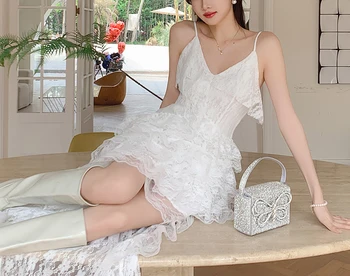 Naiste 2023 Valge Pits Tõsta Kleit, Pidu Kleit Ebaregulaarne Naiste Suvel korea Naiste Kleit Disaini Mõttes Pulm Kleit vestido