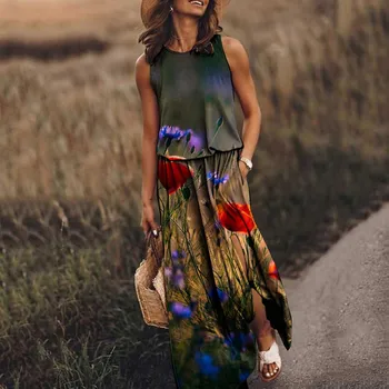 Naiste Kleit Elastne Värvel Õmblemine Trükitud Split Seksikas Kleit Elegantne, Salendav Suvine Kleit Naine 2023 Trendikas Vestidos