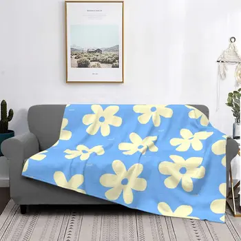 Pastel Blue Flower Print Tekid Lapp Tekstiili Decor Värviline Lilleline Kerge Viska Tekk Voodipesu Magamistuba voodikatted (Päevatekid)