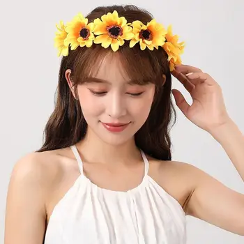Pulmapidu Crown Juuksed Sun Flower Peapael LED Valgus Pärg Vanik Teenetemärgi Naiste Sünnipäeva Kasuks Helendav Vanik Hairband