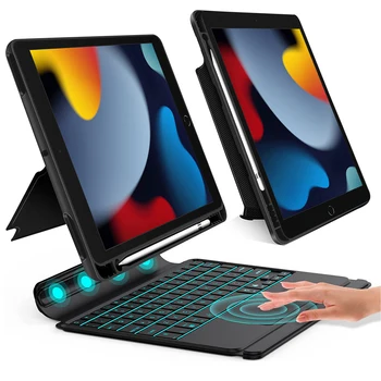 Split Wireless Keyboard Case for Apple iPad 10. põlvkonna 2022 koos Trackpad RGB Blacklit Bluetooth Klaviatuur Smart Touch Kilele