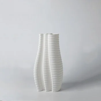 Valge 3D trükitud keraamiline vaas teenetemärgi koostisega elutuba kuiv flower arrangement proovi tuba villa pehme sisustus